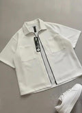 KOREAN STYLE FULL-ZIP OVERSIZED SHIRT