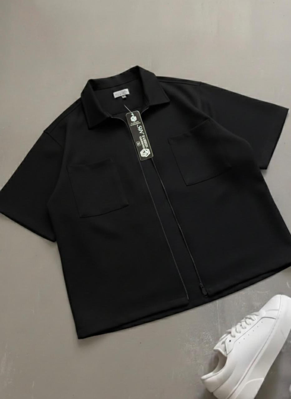 KOREAN STYLE FULL-ZIP OVERSIZED SHIRT