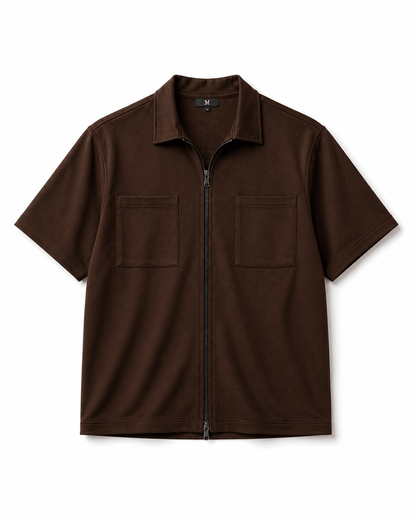 KOREAN STYLE FULL-ZIP OVERSIZED SHIRT